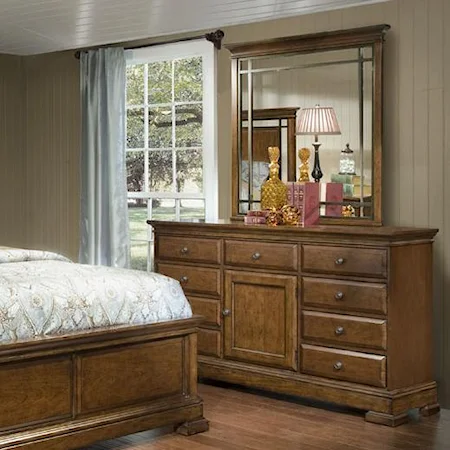 Traditional Door Dresser and Mirror